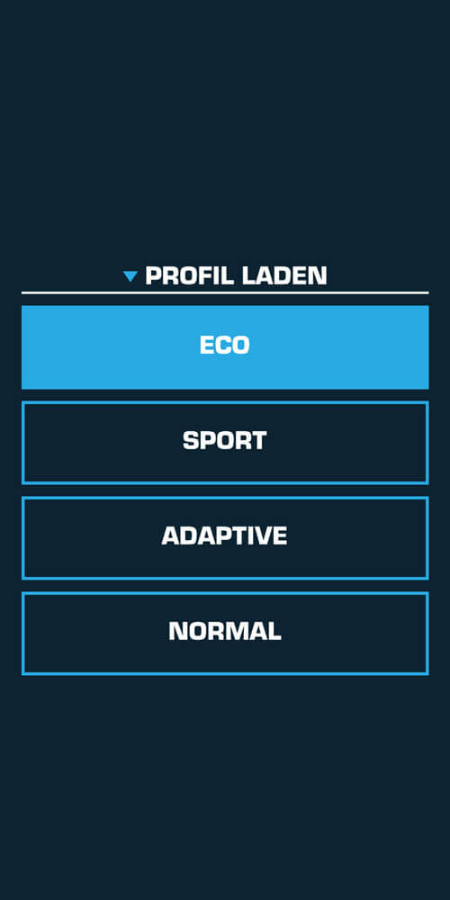 Vektor Air App – Fahrprofile Eco, Sport, Adaptive, Normal